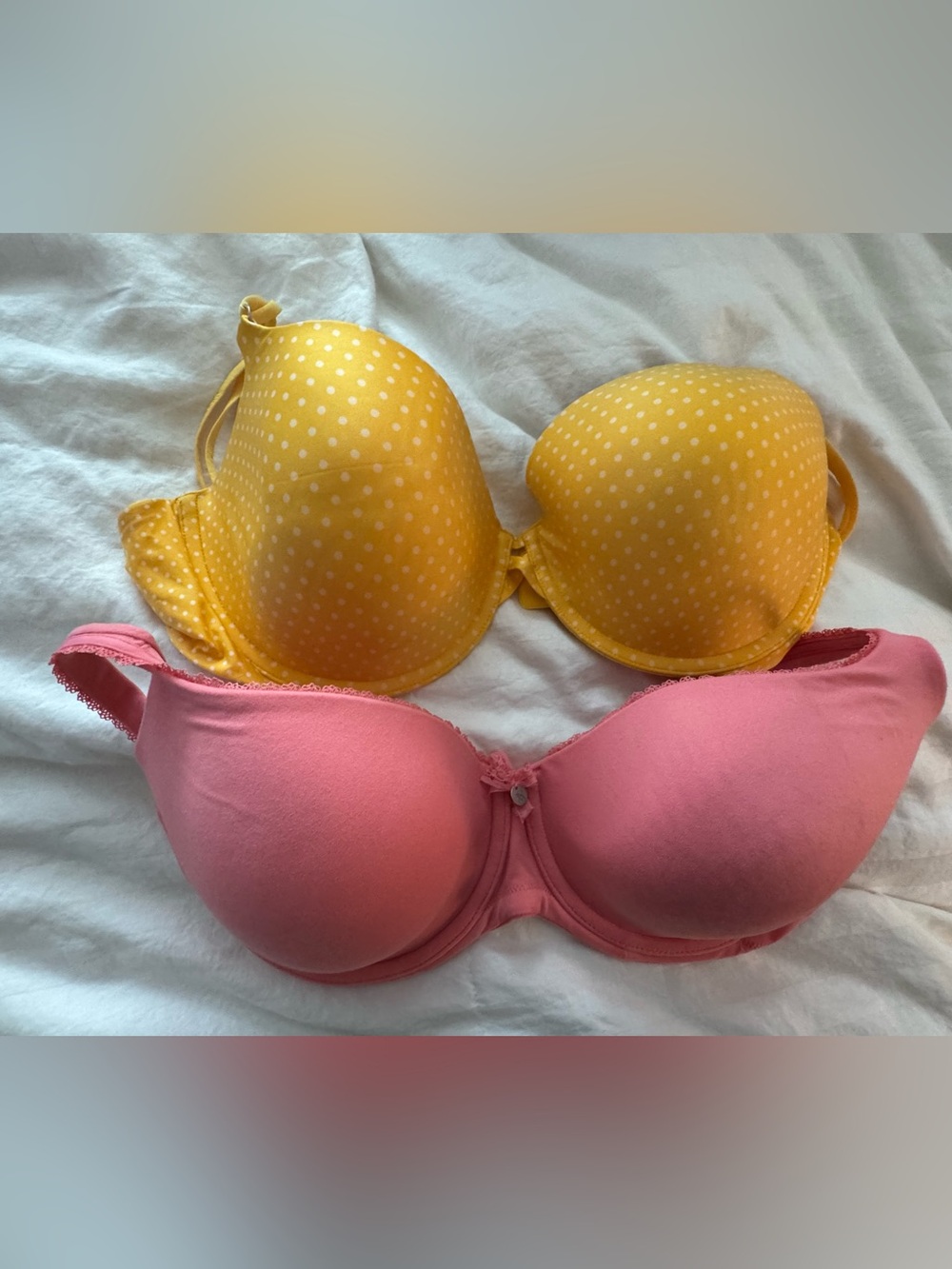 Victoria's Secret Yellow Polka Dot & Pink Bras